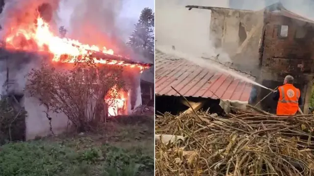 Uykusunda evi küle döndü: Camdan atlayarak canını kurtardı