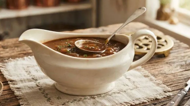 Et yemeklerinin altın taçlandırması: Lokanta usulü karamelize soğanlı gravy sos tarifi...